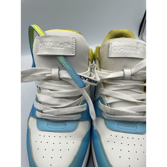 Off-White Out Of Office Men\'s Leather Sneakers Size 44 EU/11 US Blue White Green